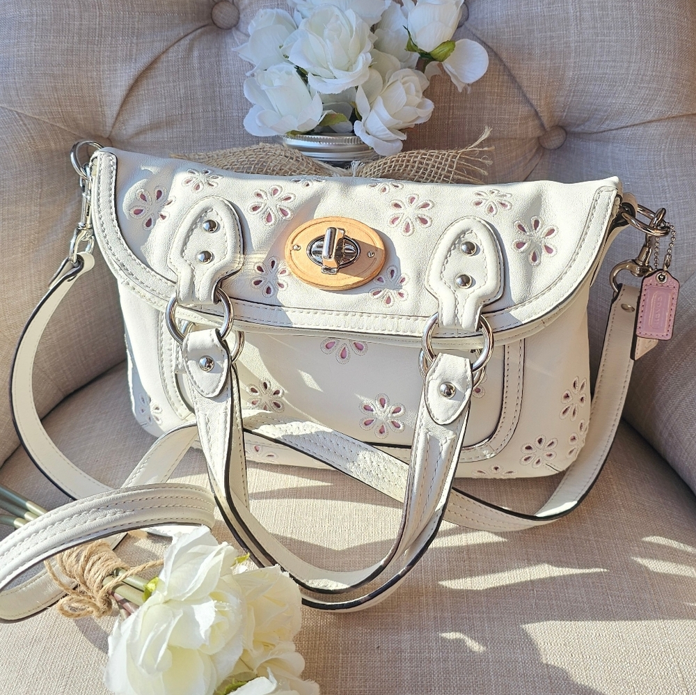 Coach Poppy Eyelet Foldover Crossbody Shoulder Bag Sachel